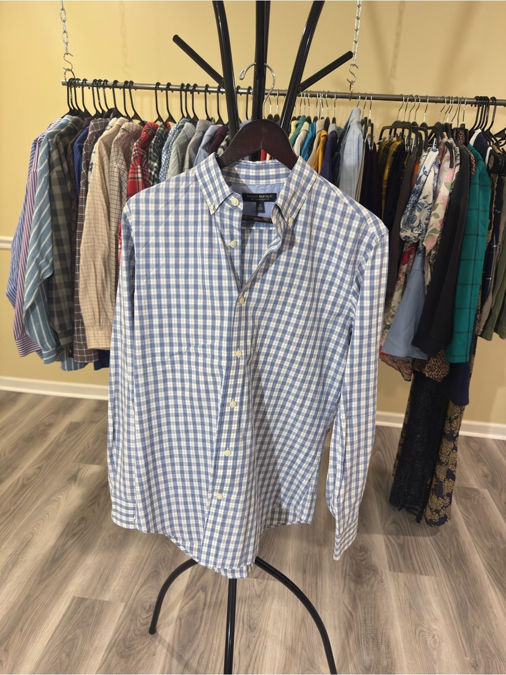 Banana Republic Blue Check Button-Down Men's Shirt